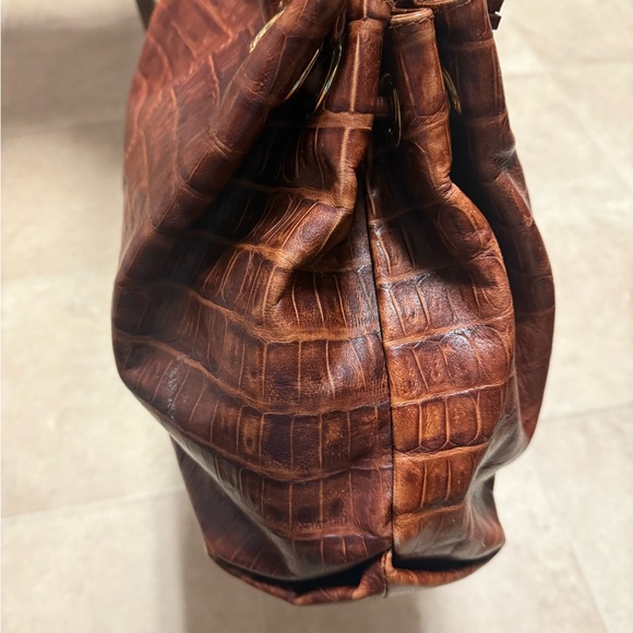 Vintage Y2K Furla Brown Croc-Embossed Genuine Leather Tote Bag - Picture 3 of 14